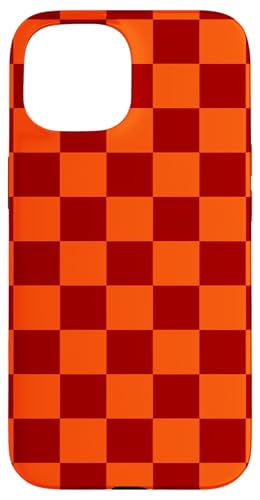 Orange Dunkelrot Kariert Aesthetic Checkerboard Hülle für iPhone 15 von Trendy Classic Checkerboard