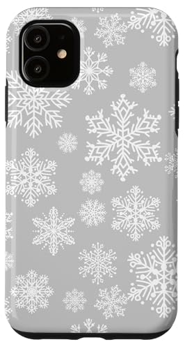 Hülle für iPhone 11 Grau Winter Schneeflocken Weihnachten Muster Urlaub von TrendyGrips