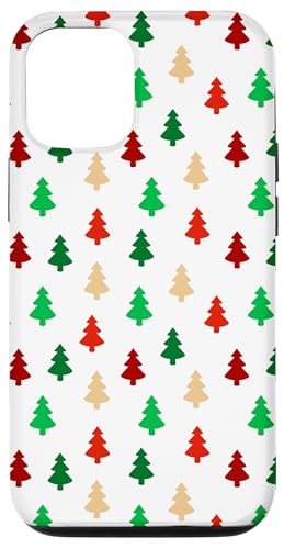 Hülle für iPhone 12/12 Pro Rot Grün Weiß Niedliches Weihnachtsbaummuster Minimal von TrendyGrips