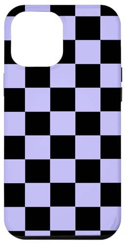 Hülle für iPhone 14 Plus Lavendel Lila Schwarz Kariert Karo Muster Modern Schach von TrendyGrips