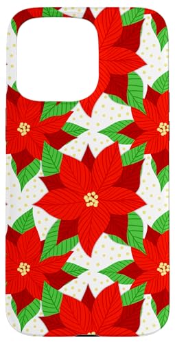 Hülle für iPhone 15 Pro Max Elegantes Feiertags-rotes Poinsettia-Weihnachtsblumen-Muster von TrendyGrips