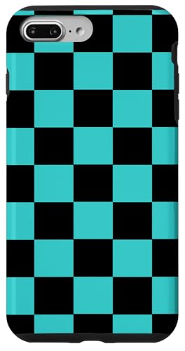Hülle für iPhone 7 Plus/8 Plus Moderne blau-schwarz karierte Schachbrettmuster von TrendyGrips