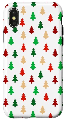 Hülle für iPhone X/XS Rot Grün Weiß Niedliches Weihnachtsbaummuster Minimal von TrendyGrips