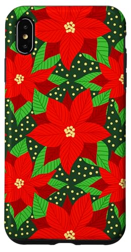 Hülle für iPhone XS Max Elegantes Feiertags-rotes Poinsettia-Weihnachtsblumen-Muster von TrendyGrips