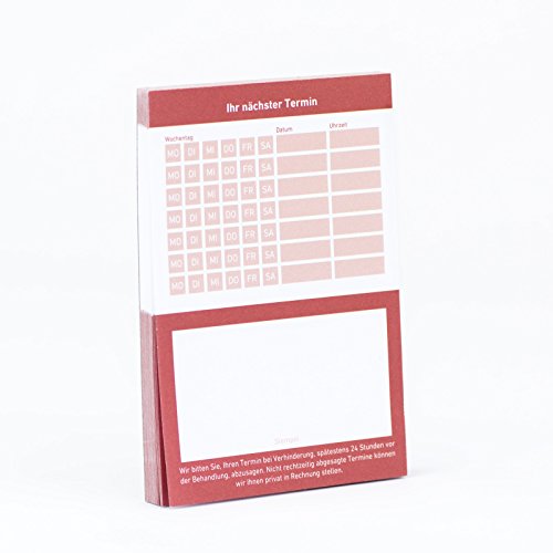 10 x Terminblock Terminblöcke Terminzettel nächster Termin für Ärzte, Kosmetiker, Frisör & Co 10 x 50 Blatt (rot) von Treuekarten
