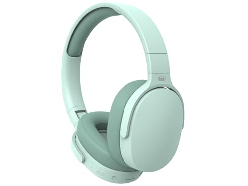 Trevi DJ 12E45 BT DJ-Kopfhörer Hi-Fi Bluetooth mit MP3-Player von Micro SD-Karte, AUX-IN, Direkttaste für Telefongespräche, eingebautes Mikrofon, wiederaufladbarer Akku mit Typ-C, Grün von Trevi