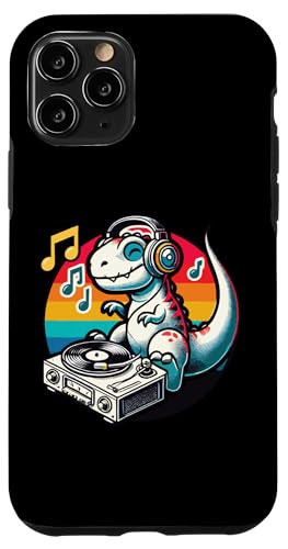 Hülle für iPhone 11 Pro Trex mit Kopfhörern Vinyl-Schallplatte von Trex Music Dinosaur Vinyl Designs