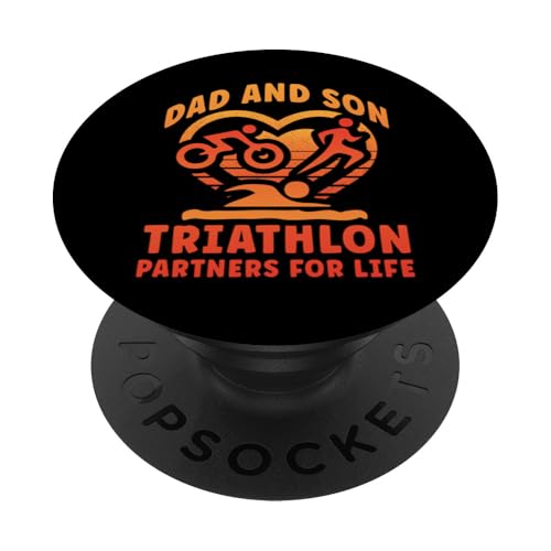 Vater und Sohn sind Triathlonpartner für Life Swim Bike Run PopSockets Klebender PopGrip von Triathlon Spirit Active Lifestyle Apparel