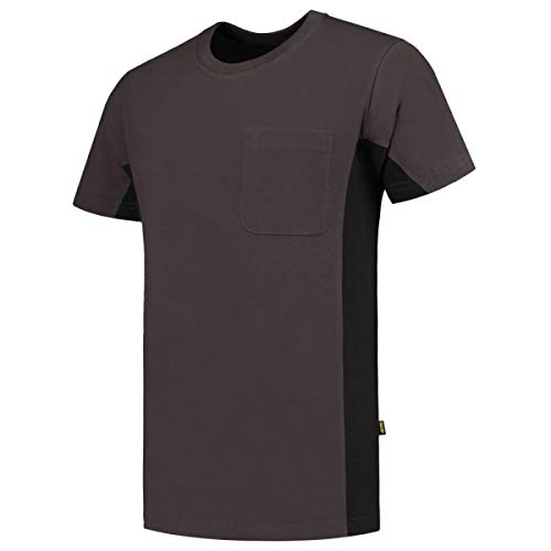 Tricorp 102002 Workwear Bicolor Brusttasche T-Shirt, 100% Gekämmte Baumwolle, 190g/m², Dunkelgrau-Schwarz, Größe 4XL von Haas F1 Team