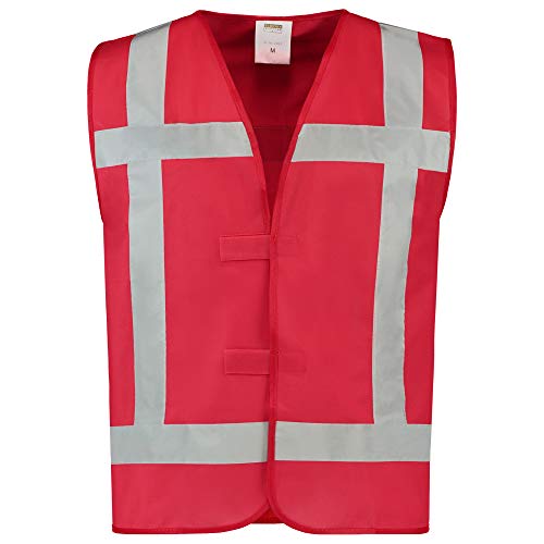 Tricorp 453014 Safety Reflexstreifen Warnweste, 100% Polyester, 120g/m², Fluorrot, Größe M-L von Haas F1 Team