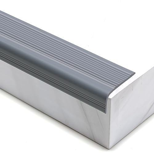Trimold Vinyl-Anti-Rutsch-Treppenkante, selbstklebende, rutschfeste Treppenstufe, flexible Gummistufen, Kantenschutz-Formleiste für den Außen- und Innenbereich (10m, Grau) von Trimold