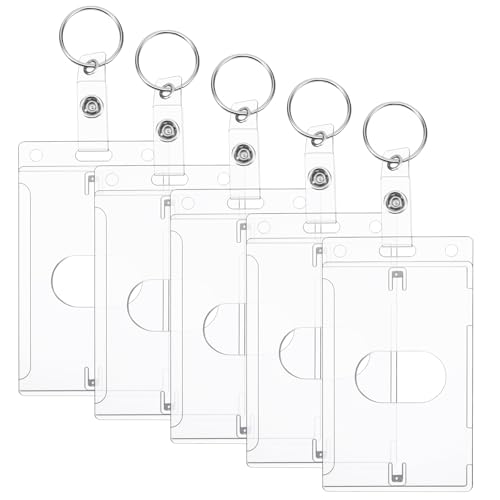 5 Stück Schlüsselanhänger Kartenhalter Ausweishalter mit Schlüsselanhänger, robuster Ausweishalter, Hartplastik, transparenter Kartenschutz, vertikaler Daumenschlitz, Kartenetui 5 Stück Schlüsselanhänger Kartenhalter Ausweishalter mit Schlüsselanhänger, robuster Ausweishalter, Hartplastik, transparenter Kartenschutz, vertikaler Daumenschlitz, Kartenetui von Trinkrittey