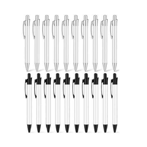 Trisoye 20 Stück Sublimationsstifte, Wärmeübertragungsstift, Sublimationskugelschreiber mit Schrumpffolie, Individueller Clip-Stift Aus Aluminium von Trisoye