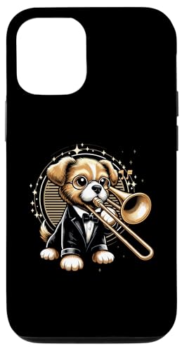 Hülle für iPhone 15 Pro Posaunenspieler für Hunde von Trombone Instrument Playing Trombonist Gifts