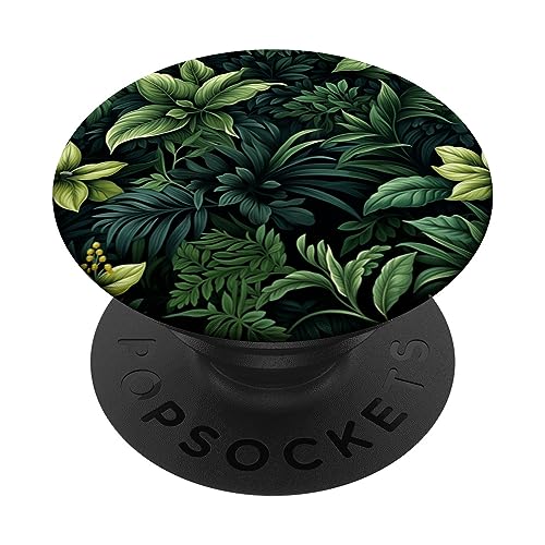 Botanische Dschungelgrafik mit tropischen grünen Blättern PopSockets mit austauschbarem PopGrip von Tropical Green Leafs Jungle Graphic Merch