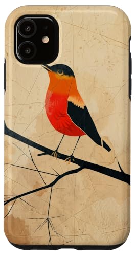 Hülle für iPhone 11 Rotkehlchen Vogel abstrakte Malerei Tier Finke von Tropical Leaves Pattern Love