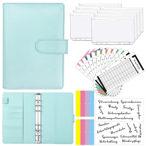 Trrrioosy Budget Planner Deutsch A6 Binder Geld Organizer Budget Planer mit 8 Binder Taschen,12 Budgetblätter Deutsch, Etikettenaufklebern für Sinking Funds Tagebuch und Geschenk,Hellblau Trrrioosy Budget Planner Deutsch A6 Binder Geld Organizer Budget Planer mit 8 Binder Taschen,12 Budgetblätter Deutsch, Etikettenaufklebern für Sinking Funds Tagebuch und Geschenk,Hellblau von Trrrioosy