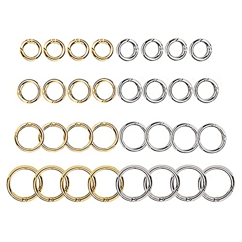 Trsnzul 32 Stück Schlüsselringe Set Karabinerring mit Federöffnung Rund Karabinerring Runde Karabinerhaken Schlüsselanhänger Golden und Silber für Haus Schlüssel Organisation und Handwerk von Trsnzul