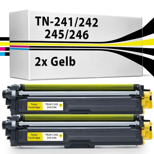 TruColor Brother kompatibler Toner TN241/TN242/TN245/TN246 – Hohe Druckqualität, Langlebig, Einfache Installation, Kosteneffizient, Umweltfreundlich - für Büro und Zuhause (2, Gelb / Yellow) von TruWare Just Camp