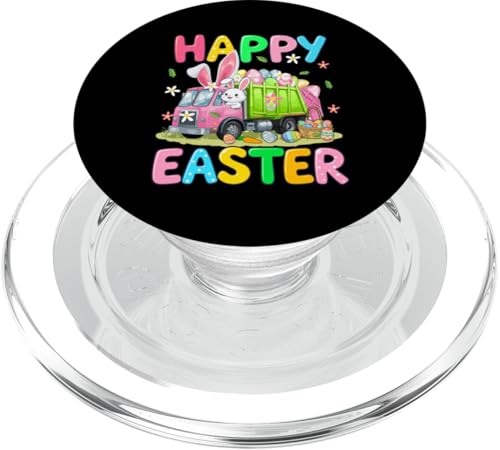 Fröhlicher Osterhase fährt Müllwagen Schokoladeneier PopSockets PopGrip für MagSafe von Truck Easter Day Costume