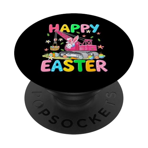 Frohe Ostern Bunny Driving Crane Truck Chocolate Eggs Basket PopSockets Klebender PopGrip von Truck Easter Day Costume