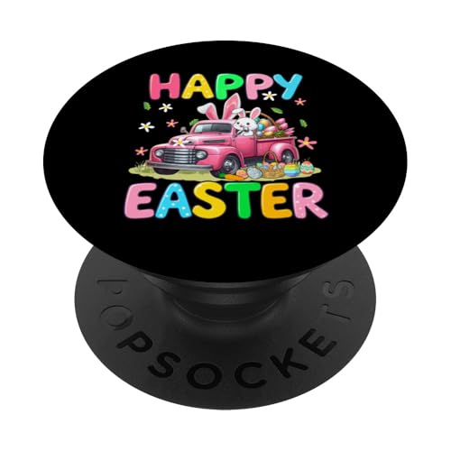 Happy Easter Bunny Driving Pickup Truck Chocolate Eggs PopSockets Klebender PopGrip von Truck Easter Day Costume