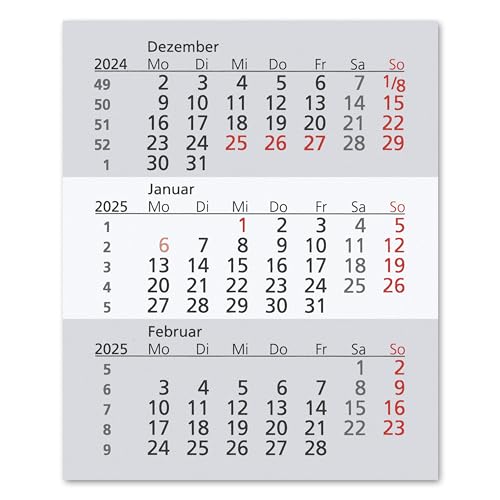 Truento Kalendarium für 2 Jahre (2025 & 2026) - passend für 3-Monats-Tischkalender Standard von Truento