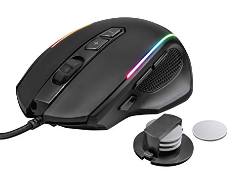 Trust Gaming GXT 165 Celox Gaming Maus, 200-10.000 DPI, Einstellbares Gewicht, RGB LED-Beleuchtung, 8 Programmierbaren Tasten, USB Kabel, Computer/Laptop/PC - Schwarz von Trust Gaming