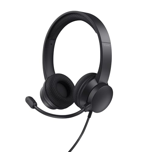 Trust Ayda USB Headset mit Mikrofon On-Ear, Noise Cancelling ENC Mikrofon, Leichtes Design, 65% Recyclingkunststoff Kopfhörer mit Kabel 1,80 m, Headphones USB-C für Office, Teams, Zoom - Schwarz von Trust