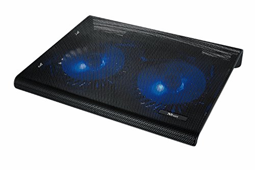 Trust Azul Laptop-Kühlständer für 17,3 Zoll Laptops, Blaue Beleuchtung, USB-Betrieb Laptop-Kühler Ständer, Kühlpad mit 2 Lüfter für Notebook, Netbook, MacBook - Schwarz von Trust
