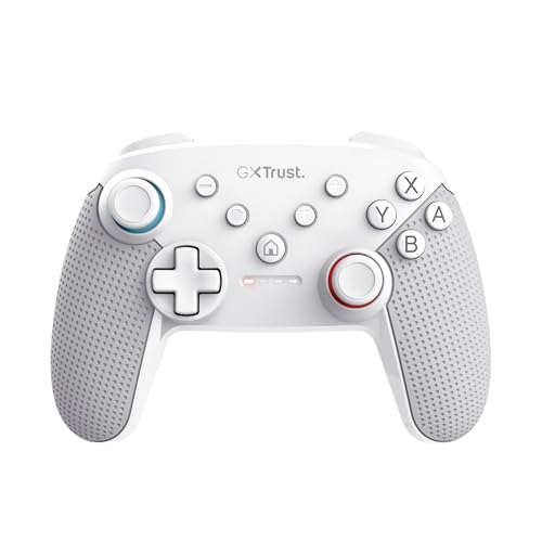 Trust Gaming GXT 1246W Muta Bluetooth Nintendo Switch Controller, Gaming Controller mit Play-and-Charge-Kabel, Dual-Shock-Vibration, 15h Spielzeit, Aufladbarer Akku, für Switch Lite, OLED, Weiß von Trust Gaming