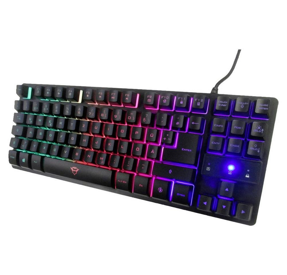 Trust Qwertz DE GXT833 THADP TKL Gaming Tastatur Tastatur (Beleuchtet, Multimediatasten) von Trust