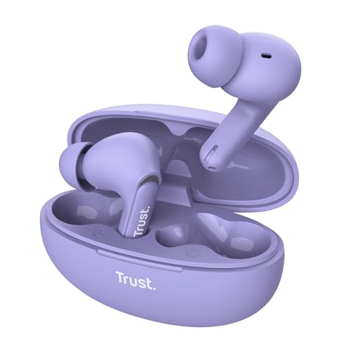 Trust Yavi In Ear Bluetooth Kopfhörer mit 2 ENC Noise Cancelling Mikrofone, 23H Spielzeit, 35% Recyclingkunststoff, Earbuds Ohrhörer Kopfhörer Kabellos Bluetooth iPhone Android iOS - Purpur von Trust