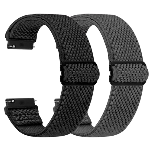 TumCez Verstellbares, elastisches Schnellverschluss-Uhrenarmband aus Nylon, 18 mm, 19 mm, 20 mm, 22 mm, Armband für Samsung/Garmin/Fossil/Amazfit/Huawei Uhr für Damen und Herren, 20mm von TumCez