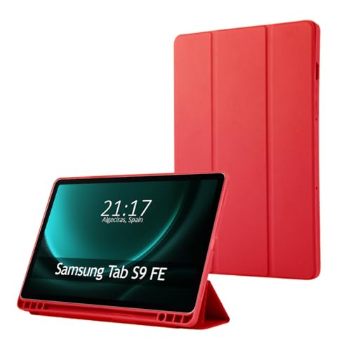 Schutzhülle mit Klappdeckel für Samsung Galaxy Tab S9 FE, Rot von Tumundosmartphone