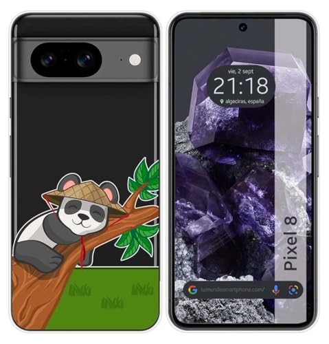 Transparente Silikonhülle für Google Pixel 8 5G, Panda-Design von Tumundosmartphone