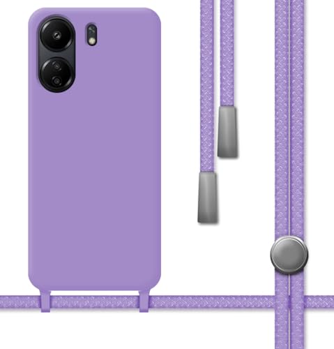 Tumundosmartphone Flüssigsilikonhülle mit Kordel für Xiaomi Redmi 13C, Violett von Tumundosmartphone