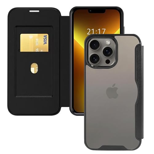 Tumundosmartphone Hybrid-Hülle mit magnetischem Deckel für iPhone 13 Pro Max (6,7 Zoll), Schwarz von Tumundosmartphone