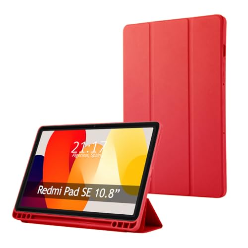 Tumundosmartphone Schutzhülle mit Deckel für Xiaomi Redmi Pad SE 11, Rot von Tumundosmartphone