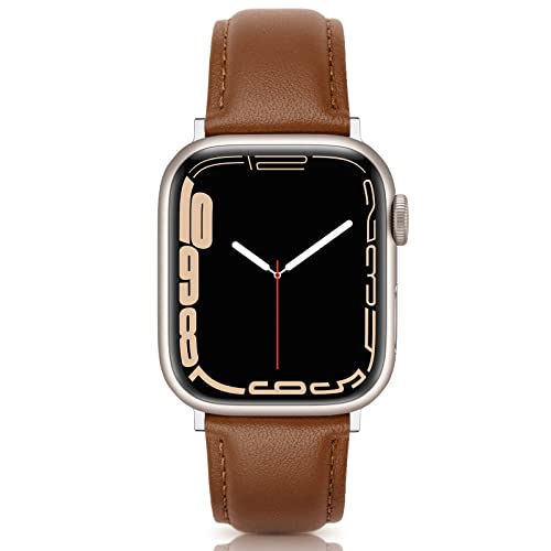 Tuocal Echtleder Armband Kompatibel Mit Apple Watch Armband 38mm 40mm 41mm 42mm (Series 10), Weiches Elegantes Leder-Ersatz Armband für iWatch Series 10 9 8 7 6 5 4 3 2 1 SE Sports Edition Damen von Tuocal