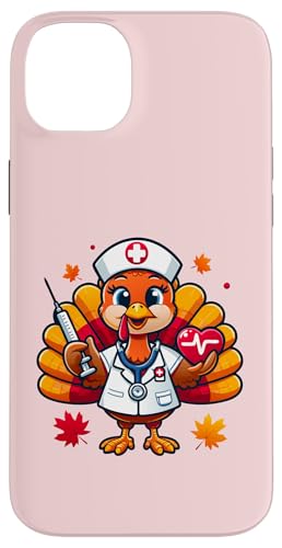 Hülle für iPhone 14 Plus Süßes Truthahn-Krankenschwester-Stethoskop, Erntedankfest, Herbstblätter von Turkey Nurse Thanksgiving Nursing & Healthcare tee