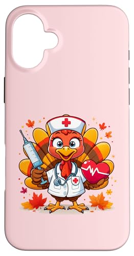 Hülle für iPhone 16 Plus Süßes Truthahn-Krankenschwester-Stethoskop, Erntedankfest, Herbstblätter von Turkey Nurse Thanksgiving Nursing & Healthcare tee