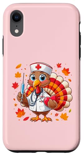 Hülle für iPhone XR Süßes Truthahn-Krankenschwester-Stethoskop, Erntedankfest, Herbstblätter von Turkey Nurse Thanksgiving Nursing & Healthcare tee