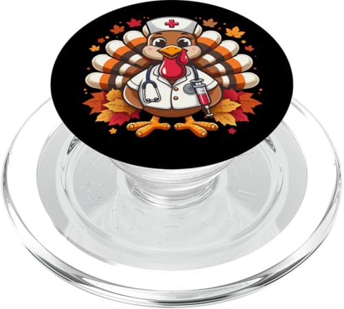 Thanksgiving Nurse Turkey Lustiger Feiertag für Beschäftigte im Gesundheitswesen PopSockets PopGrip für MagSafe von Turkey Nurse Thanksgiving Nursing & Healthcare tee