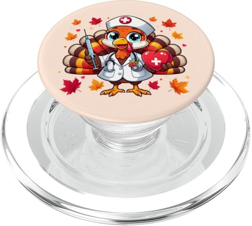 Thanksgiving Nurse Turkey Lustiger Feiertag für Beschäftigte im Gesundheitswesen PopSockets PopGrip für MagSafe von Turkey Nurse Thanksgiving Nursing & Healthcare tee