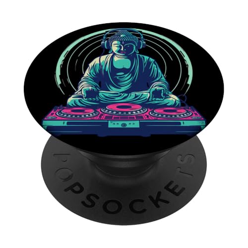 Buddha DJ House EDM Techno Buddhismus Plattenspieler DJ Buddha PopSockets Klebender PopGrip von Turntable DJ Music Animals