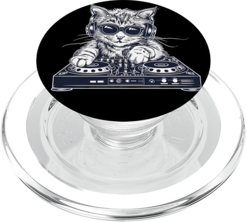 DJ Cat Techno House Music Beatmaker EDM Plattenspieler DJ Cat PopSockets PopGrip für MagSafe von Turntable DJ Music Animals