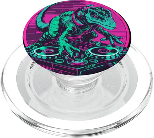 DJ Dinosaurier Techno Plattenspieler DJ Dinosaurier Beatmaker Kunstwerk PopSockets PopGrip für MagSafe von Turntable DJ Music Animals