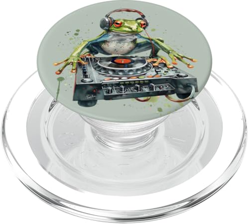 DJ Frog Techno Plattenspieler DJ Frosch EDM DJ Toad Dance Musik PopSockets PopGrip für MagSafe von Turntable DJ Music Animals