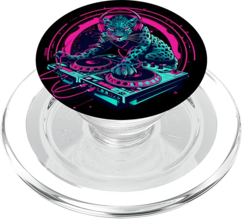 DJ Leopard Plattenspieler DJ Leopard Dance Club Beatmaker House PopSockets PopGrip für MagSafe von Turntable DJ Music Animals